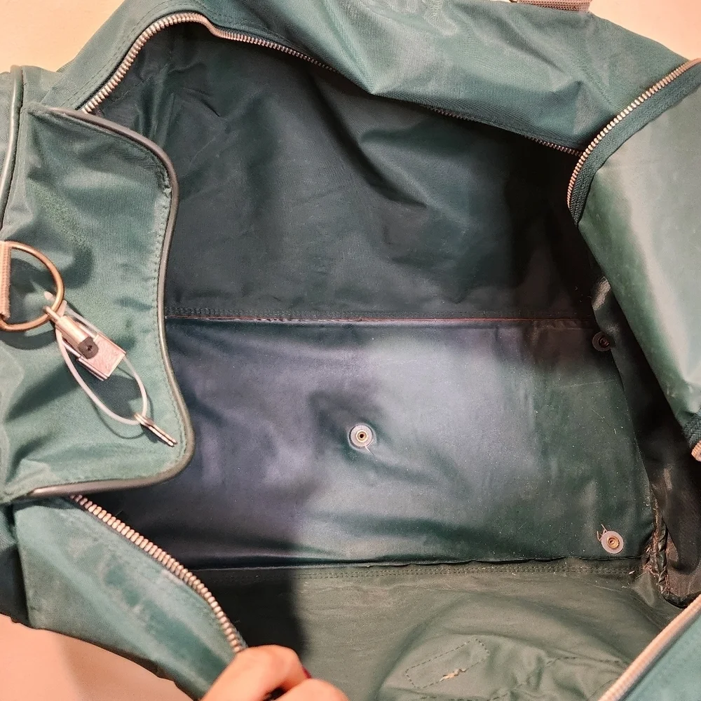 Jaguar Vintage Set Of 2 Travel Bags Teal Duffel Bag with Tan Straps